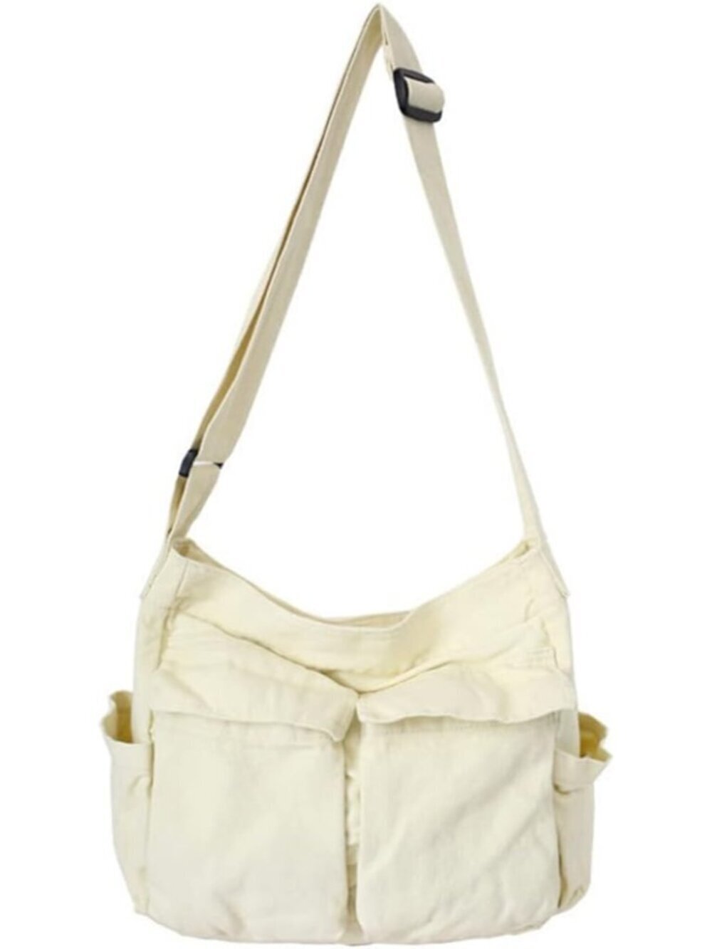 Women's White Travel Canvas Zipper Crossbody Shoulder Laptop Bag